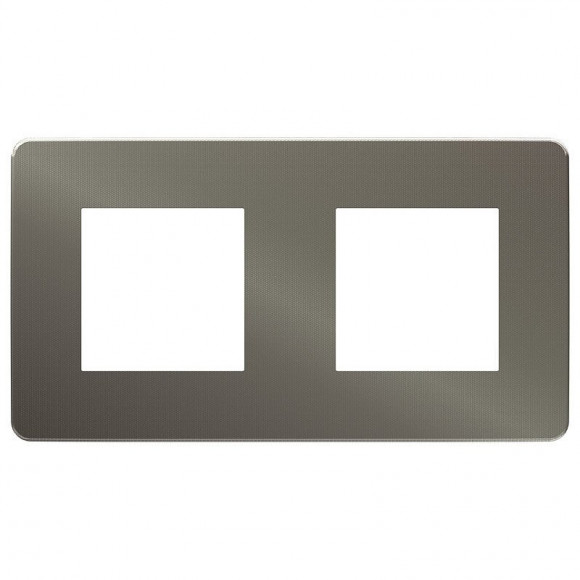 Plaque De Finition 2 Postes Aluminium Avec Liseré Noir Unica