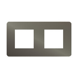 Plaque De Finition 2 Postes Aluminium Avec Liseré Noir Unica