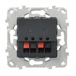 Prise Haut-parleurs 2 Sorties (2x Rouge + 2x Noir) Anthracite Unica