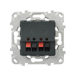 Prise Haut-parleurs 2 Sorties (2x Rouge + 2x Noir) Anthracite Unica