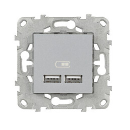 Double Prise Usb 5v 2.1a Aluminium Unica