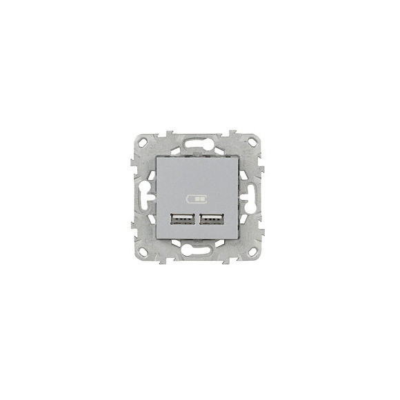 Double Prise Usb 5v 2.1a Aluminium Unica