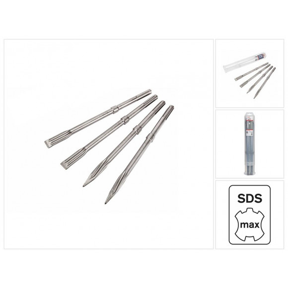 Lot De 4 Burins Auto Affûtant Bosch Pro Sds-max Rtech 2607017368