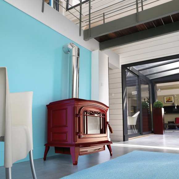 Poêle à bois Bradford Rouge fonctionnel