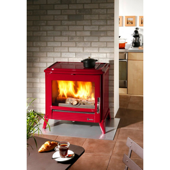 Poêle à bois Modena rouge 100% fonte