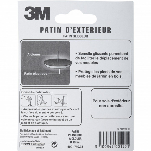 Lot De 4 Patins En Plastique 3m