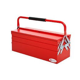 Boite À Outils Métallique - Coffret À Outils - Caisse À Outils 3 Niveaux 5 Plateaux Rétractables - Tôle Acier Rouge