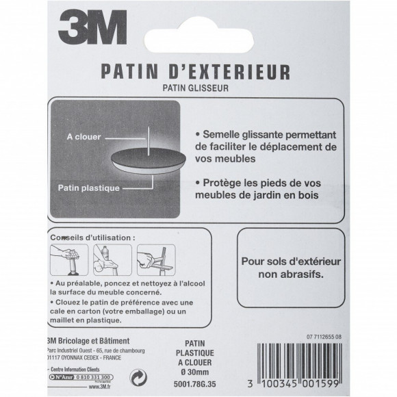 Lot De 4 Patins En Plastique 3m