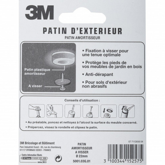 Lot De 4 Patins En Plastique 3m