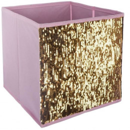 Bac De Rangement Sequin - Rose Et Dore