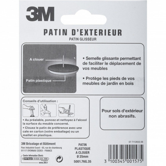 Lot De 4 Patins En Plastique 3m