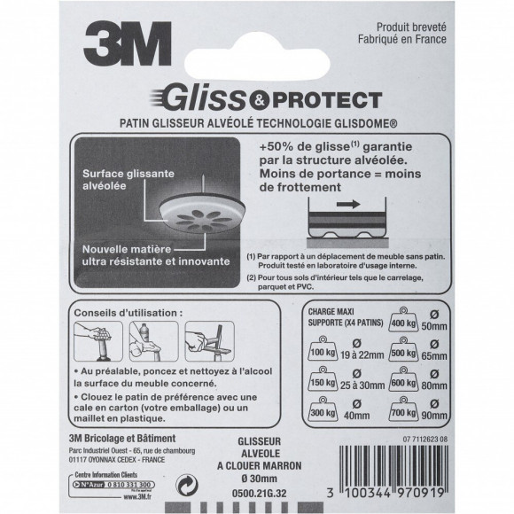 Lot De 4 Patins En Plastique 3m