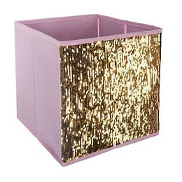 Bac De Rangement Sequin - Rose Et Dore