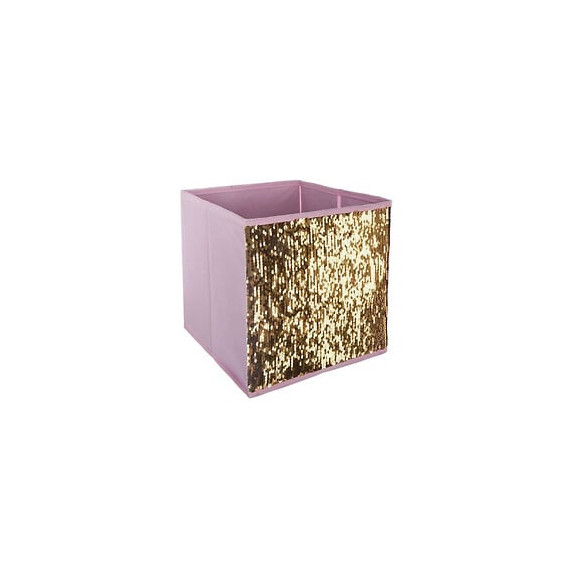 Bac De Rangement Sequin - Rose Et Dore