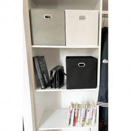 Modulostorage Tiroir De Rangement - Tissu - Poignee Metal - 27x27x28 Cm - Gris