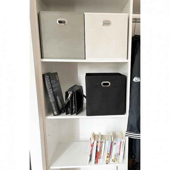 Modulostorage Tiroir De Rangement - Tissu - Poignee Metal - 27x27x28 Cm - Blanc