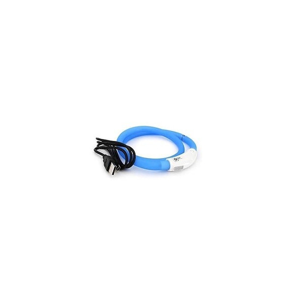 Duvo Anneau Lumineux Seecurity Flash Light Ring Usb Silicone - 70 Cm - Bleu - Pour Chien