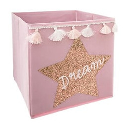 Bac De Rangement Sequin Et Pompons Dream - Rose
