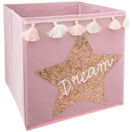 Bac De Rangement Sequin Et Pompons Dream - Rose