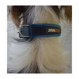 Yago Collier En Cuir Noir Et Bleu Souple Et Reglable Pour Grand Chien, Taille L 43-52 Cm