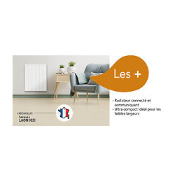 Radiateur à inertie réfactite Manon connect 1000 W horizontal blanc