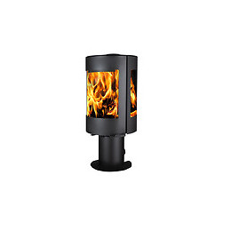 Poêle à bois 8kW Orio.01 rond noir chauffage central