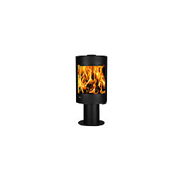Poêle à bois 7kW Gabriel rond noir chauffage central