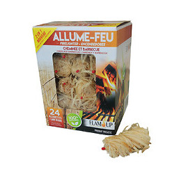 Allume-feu 100% naturel laine de bois + allumettes (boîte de 24)