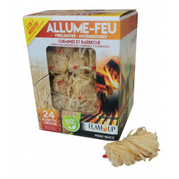 Allume-feu 100% naturel laine de bois + allumettes (boîte de 24)