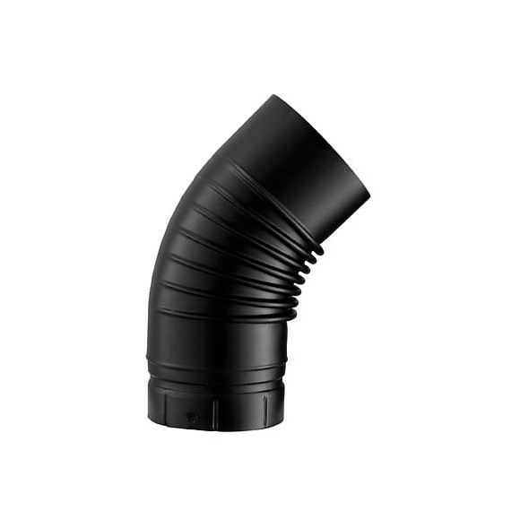 Coude 45° émaillé noir mat diamètre 150mm