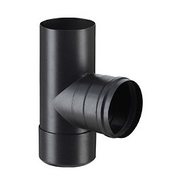 Té tampon en émaillé noir mat avec joint diamètre 80mm