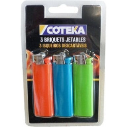 Lot de 3 Briquets pierre jetables 3 couleurs