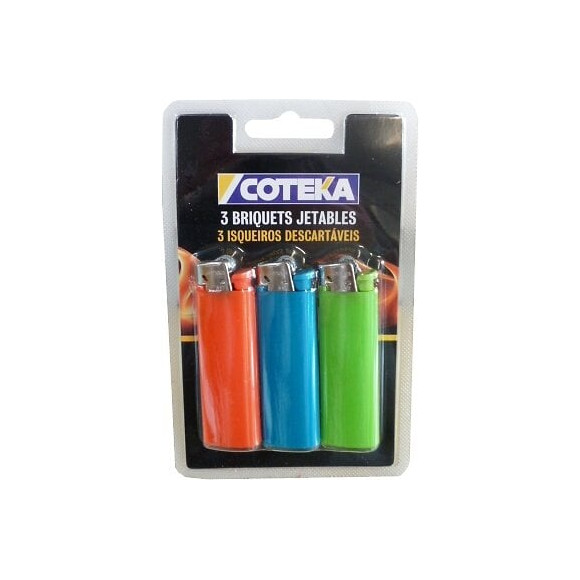 Lot de 3 Briquets pierre jetables 3 couleurs