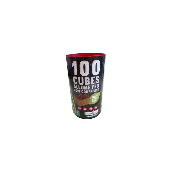 Allume-feu bois compressé 100% naturel, boîte 100 cubes