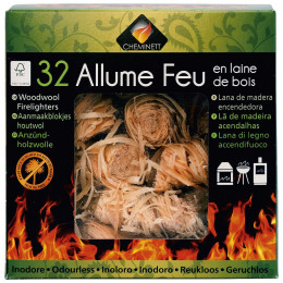Allume-feu laine de bois x32