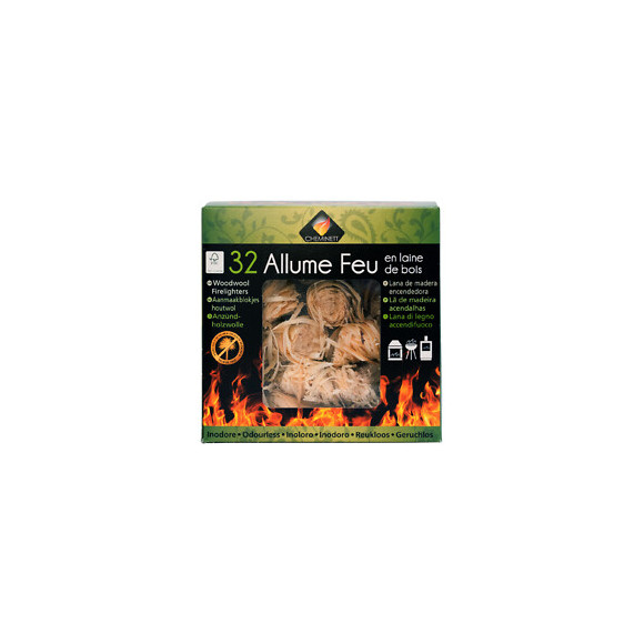 Allume-feu laine de bois x32