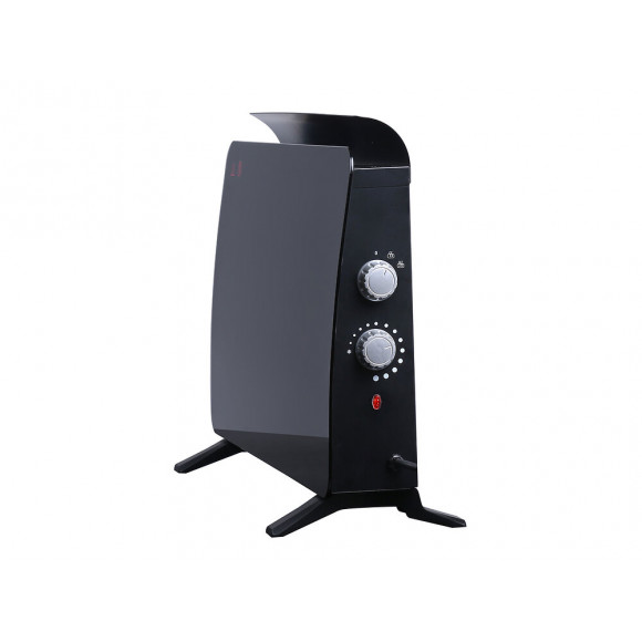 Radiateur Électrique À Convection, Vitrage Trempé Noir, 750 W / 1500 W, Sol Et Mur