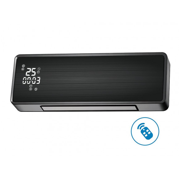 Chauffage Mural Split Céramique 2000 W Avec Façade En Verre Noir Avec Commande Wifi Et Minuterie