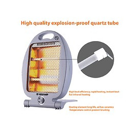 Chauffage Électrique Quartz 800w. Gris