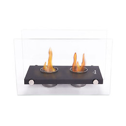 Cheminée Bioéthanol De Table Double Flamme Avec Verre Trempé