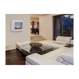 Cheminée À L'éthanol Gris À Installer Au Sol Ou Au Mur Avec Des Bûches Décoratives