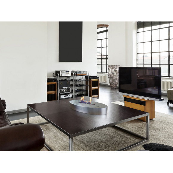 Cheminée Éthanol Pour Sol En Noir Avec Verre Trempé