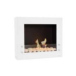 Cheminée Murale Bio-éthanol Laquée Blanc Avec Verre De Protection