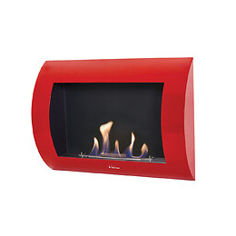 Cheminée Bioéthanol Murale Avec Face Avant Incurvée Couleur Rouge
