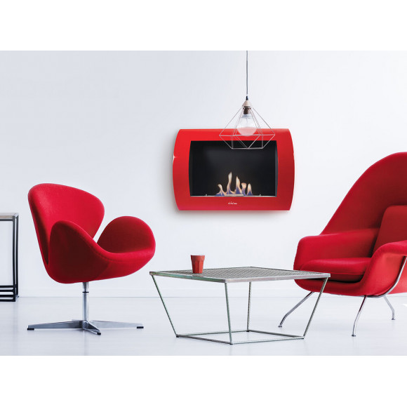 Cheminée Bioéthanol Murale Avec Face Avant Incurvée Couleur Rouge