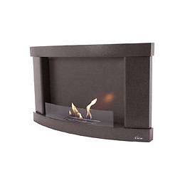 Cheminée Bio Murale  En Acier Effet Pierre Couleur Anthracite