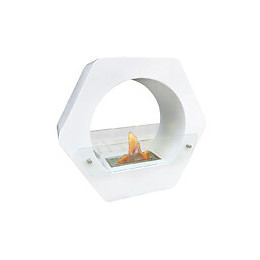 Cheminée Bio Au Sol, 2,5kw, Réservoir De 1,5l, En Forme Exagonale De Acier Blanc