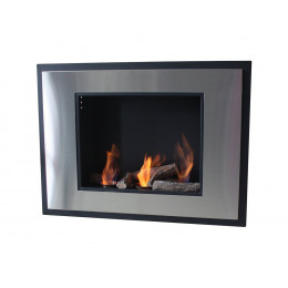 Cheminée Bio Murale - Inox Brossé Et Noir.