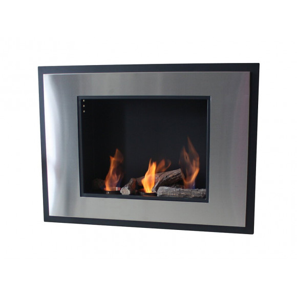 Cheminée Bio Murale - Inox Brossé Et Noir.