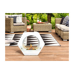 Cheminée Bio Au Sol, 2,5kw, Réservoir De 1,5l, En Forme Exagonale De Acier Blanc